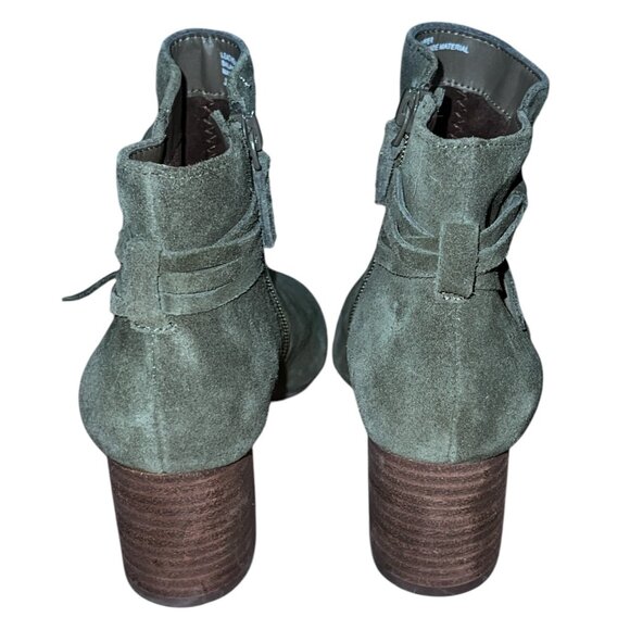 Violet & Red Jenna Ankle Boots With Leather Upper & Stacked Heel Size 6  Green - Picture 3 of 16